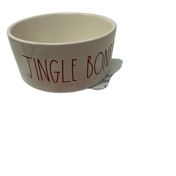 Rae Dunn Jingle Bones Red Letter Dog Bowl 6in Holiday Pet Dish Christmas Ceramic - Picture 13 of 13